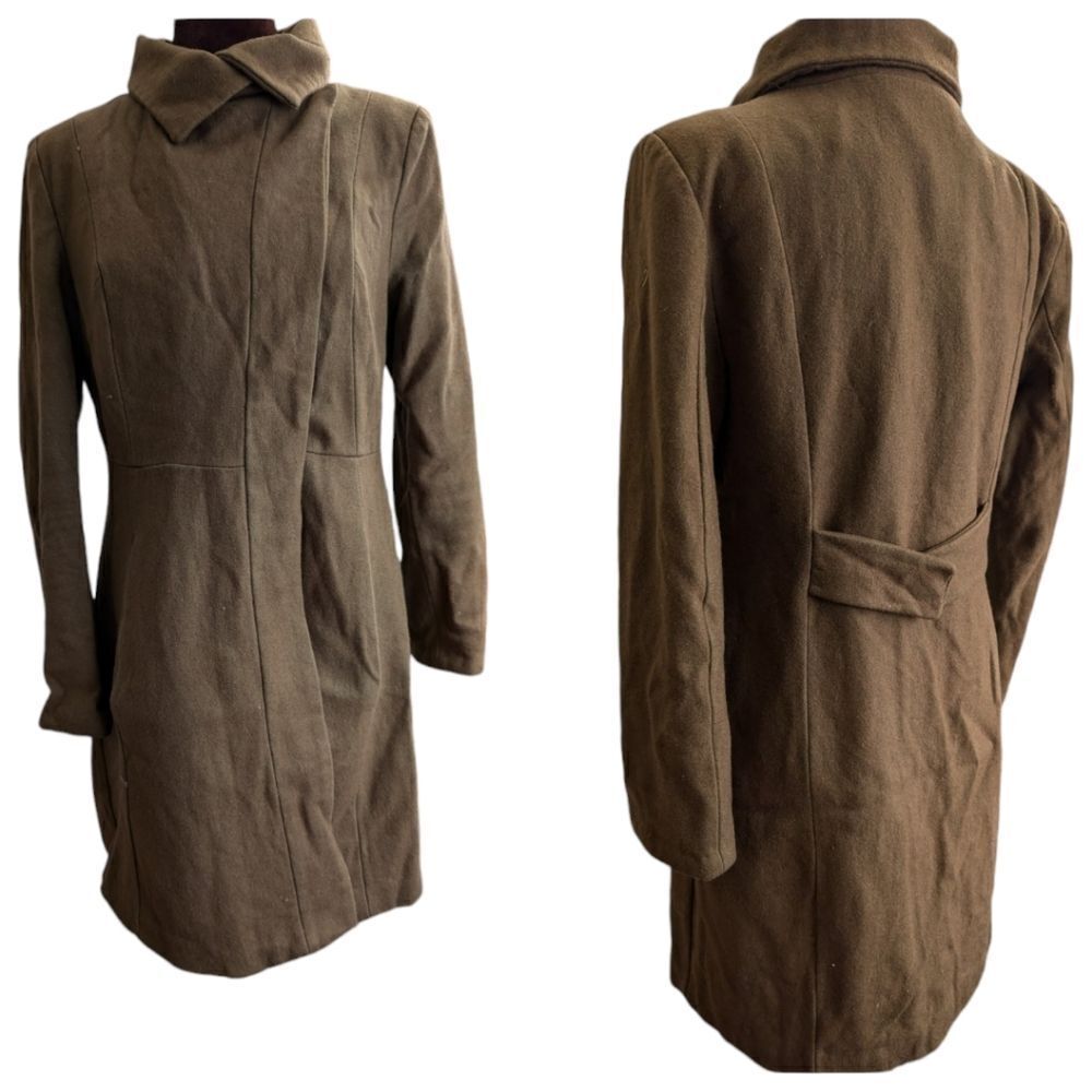 Mid length camel  wool blend coat size M  brown tan